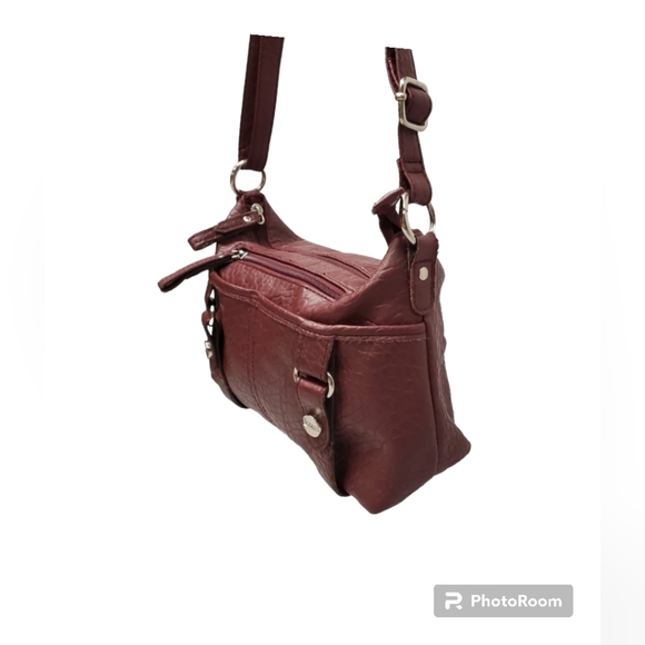 Rosetti Maroon Small Faux Leather Crossbody Handbag Purse - Picture 3 of 9